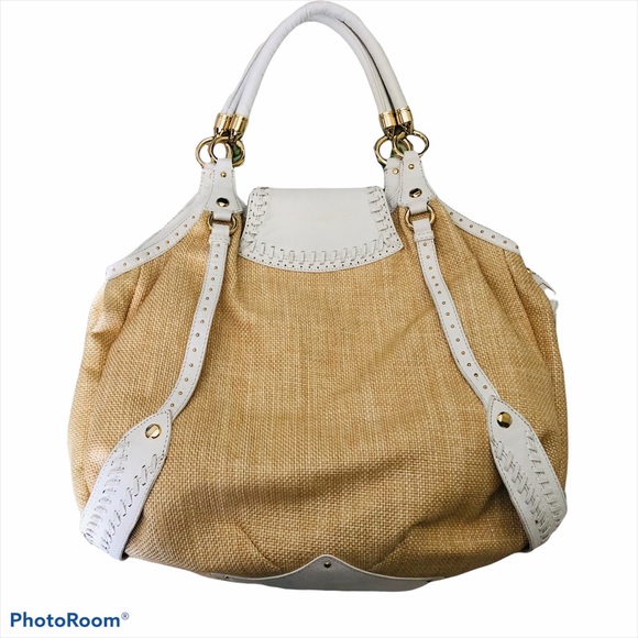 Cole Haan Collection Woven Straw Leather Large Bag - Picture 2 of 16